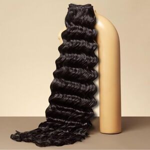 20” Natural Black Deep Wave Sew In Weft 100% Human Hair 100g #QD1